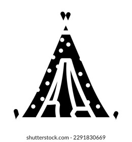 teepee tent kid bedroom glyph icon vector. teepee tent kid bedroom sign. isolated symbol illustration