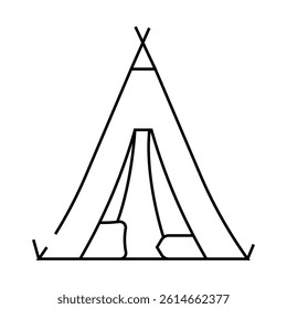 teepee tent kid bedroom line icon vector. teepee tent kid bedroom sign. isolated contour symbol black illustration
