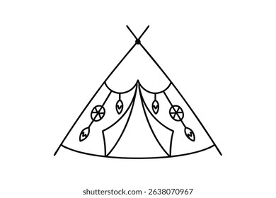 Teepee tent line drawing native american decor