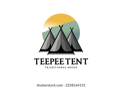 Teepee tent logo design, traditional tent house symbol vector illustration