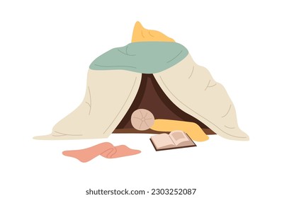 Teepee tent playhouse with book and toy Vector Illustration