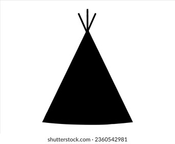 Teepee tent silhouette vector art white background