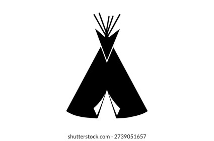 Teepee Tent Silhouette Vector Illustration for Camping Adventure Logo Native American Theme Icon and Outdoor Lifestyle Travel Graphic Design