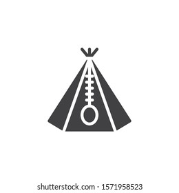 Teepee, tent vector icon. Wigwam filled flat sign for mobile concept and web design. Camping tent, shelter glyph icon. Symbol, logo illustration. Vector graphics