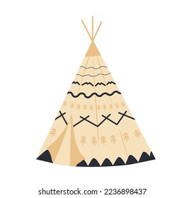 Teepee, tentor wigwam Native American dwelling. Yaranga, chum vector stock illustration. Isolated on white background. Wild West.