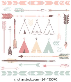 Teepee Tents and arrows collection - hipster style
