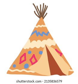 Teepee or wigwam, dwelling of north nations of Canada, Siberia, North America Illustration on a white background.