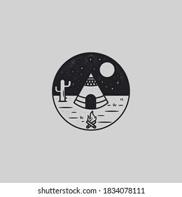 teepee or wigwam native american tent vector illustration. mono line style with editable color for merchandise and accessories.