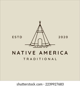 teepees line art logo vector illustration template icon graphic design. traditional indian camp sign or symbol for adventure and wanderlust concept