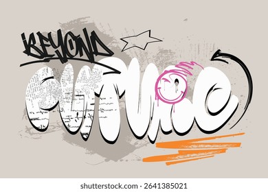 tees, slogan art Tee, future graffiti slogan print with neon spray, t shirt graphics print vector illustration design, Urban typography hipster street art for graphic t- shirt or sweatshirt.eps8