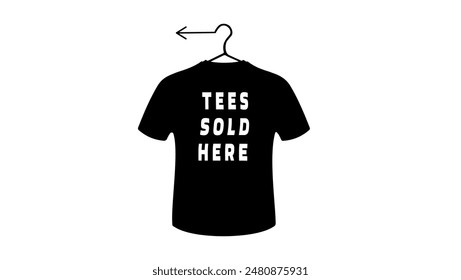 tees sold here, black isolated silhouette