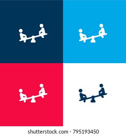 Teeter four color material and minimal icon logo set in red and blue