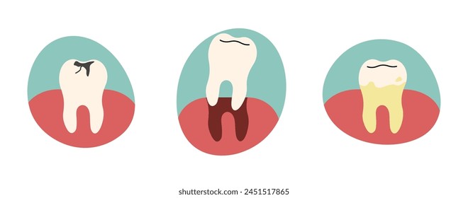 Teeth 11 cute on a white background, vector illustration.