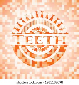 Teeth abstract orange mosaic emblem