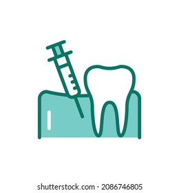 Teeth analgesia color line icon. Isolated vector element. Outline pictogram for web page, mobile app, promo