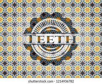 Teeth arabesque style emblem. arabic decoration.