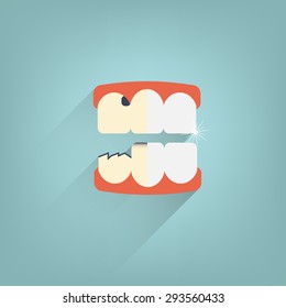 Teeth before and after repair,whitening,vector eps10