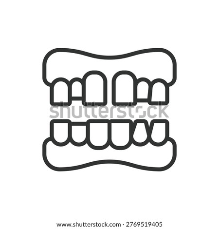 Teeth before treatment, icon in line design. teeth, before, dental, condition, comparison, smile, oral on white background vector. teeth before treatment editable stroke icon
