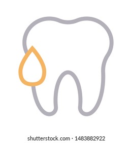 teeth blood colour line vector icon