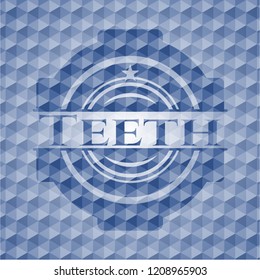 Teeth blue polygonal emblem.