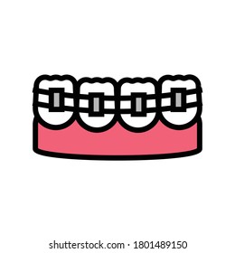 teeth braces color icon vector. teeth braces sign. isolated symbol illustration