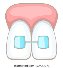 Teeth braces icon. Cartoon illustration of teeth braces vector icon for web design
