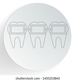 Teeth with braces icon. Dental care concept. Vector illustration.