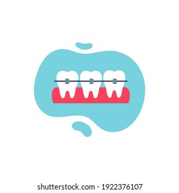 Teeth braces icon. Dental care. Vector cartoon illustration isolated on white background.