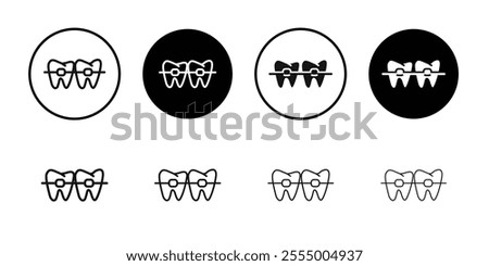 teeth Braces icon logo sign set vector outline