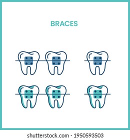 Teeth braces icon, tooth brace