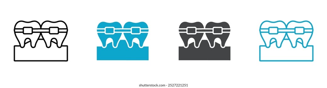 dentes chaves ícone Sinal de contorno vetorial