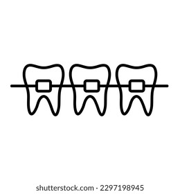 Teeth with braces image isolated on white background.eps