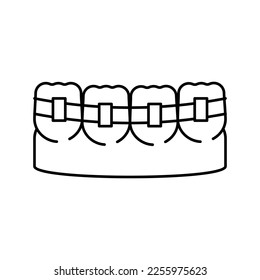teeth braces line icon vector. teeth braces sign. isolated contour symbol black illustration
