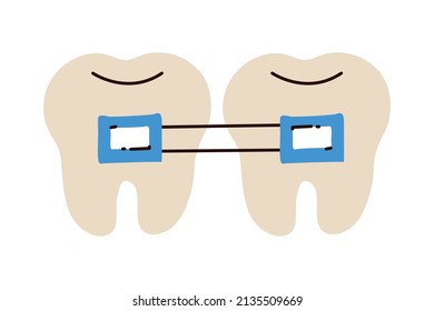 teeth with braces on white background