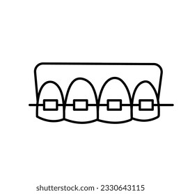 Teeth braces Outline Vector Icon that can easily edit or modify

