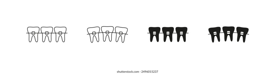 Teeth braces vector icons. Brace for tooth  medical icon set.