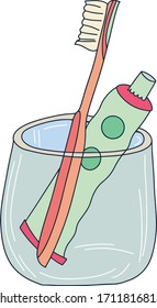 teeth brush flat children illustration