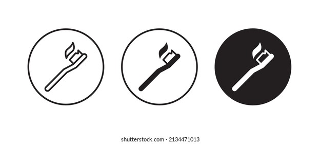 ícono de cepillo de dientes, cepillo de dientes, cuidado oral, símbolo de higiene bucal. Vector de aliento fresco, signo, símbolo, logotipo, ilustración, trazo editable, estilo de diseño plano aislado en blanco