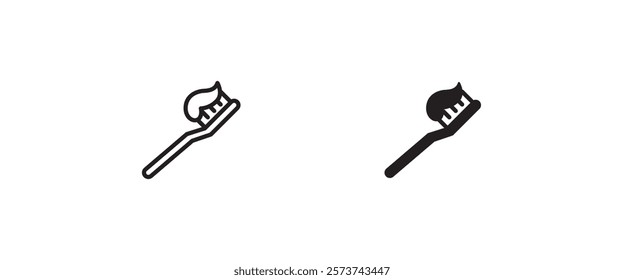 teeth brush icon, Toothbrush, Oral care, mouth hygiene symbol. Fresh breath vector, sign, symbol, logo, illustration, editable stroke, flat design style isolated on white