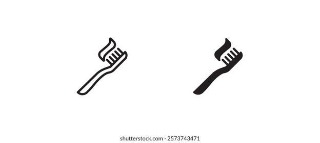 teeth brush icon, Toothbrush, Oral care, mouth hygiene symbol. Fresh breath vector, sign, symbol, logo, illustration, editable stroke, flat design style isolated on white