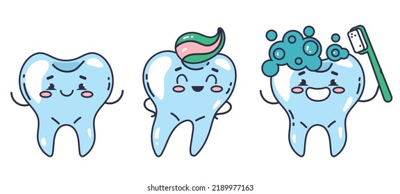 Teeth brush tooth dental oral hygiene toothbrush toothpaste dentistry line drawn concept. Vector graphic design illustration