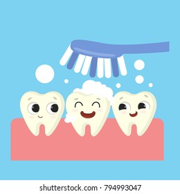 Teeth Brushing Illustration Cartoon Funny Teeth Stock Vector (Royalty ...