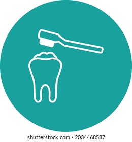 Teeth Brushing Line Inverted Vector Line Icon Design

