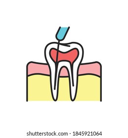 Teeth canal treatment color line icon. Pictogram for web page, mobile app, promo.