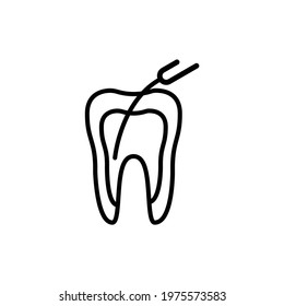 Teeth canal treatment color line icon. Isolated vector element. Outline pictogram for web page, mobile app, promo