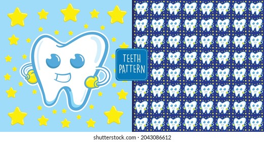 Tarjeta de los dientes y patrón para la atención odontológica y dental