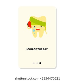 Teeth care flat vector icon. Sick molar isolated sign. Oral hygiene, dentistry, healthcare concept. Vector illustration symbol elements for web design