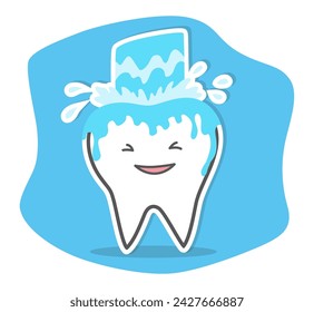 Teeth care and hygiene concept. Healthy happy teeth. Vector illustration