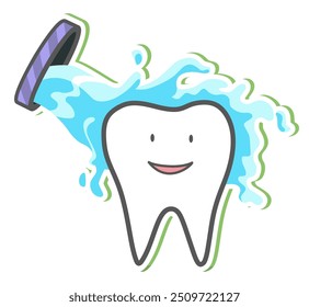 Teeth care and hygiene concept. Healthy happy teeth. Vector illustration