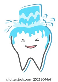 Concepto de cuidado e higiene dental. Dientes sanos y felices. Ilustración vectorial